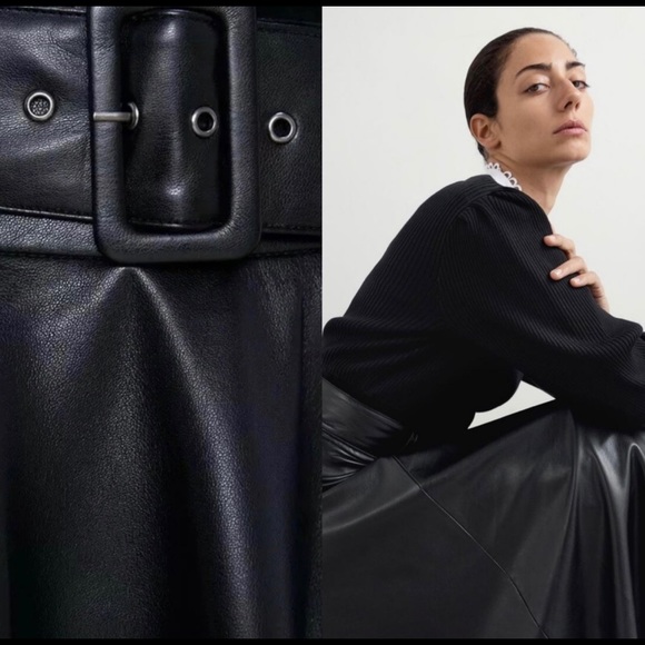 Zara faux leather skirt with belt, NWT size small - Picture 4 of 4
